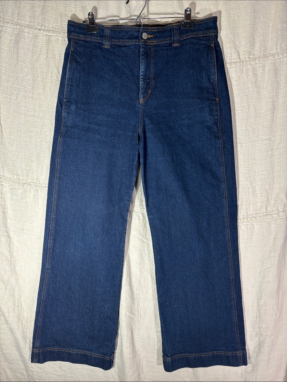 LOFT Dark Wash High-Rise Wide Leg Denim Trouser Jeans Size 10/30 Like New